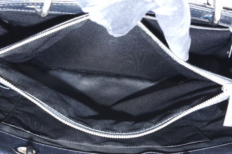 CHANEL GST BLACK CAVIAR LEATHER (2015xxxx) SILVER HARDWARE WITH CARD NO DUST COVER AND NO BOX