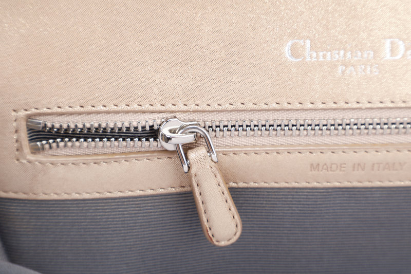 DIOR DIORAMA SMALL METALLIC BEIGE SUEDE SILVER HARDWARE 01-BO-0125 WITH CARD, DUST COVER AND BOX