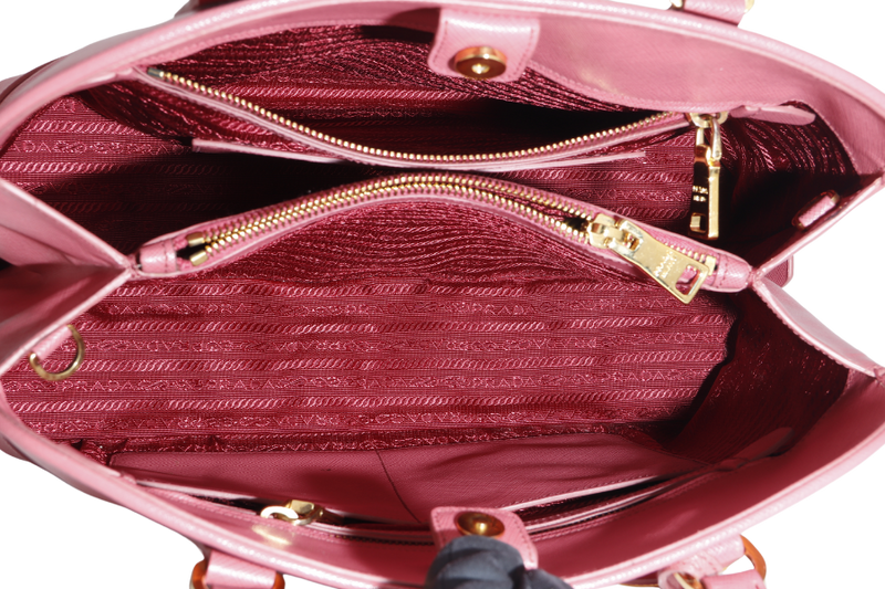 PRADA PROMENADE TOTE IN TAMARIS (BN2558) GOLD HARDWARE SAFFIANO LEATHER WITH STRAPS AND DUST COVER