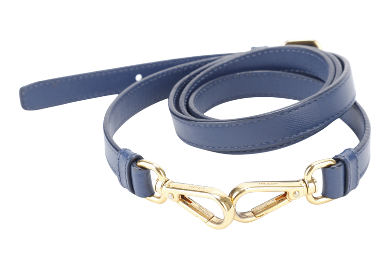 PRADA TESSUTO MEDIUM TOTE (BN2106) NAVY BLUE NYLON GOLD HARDWARE WITH CARD AND STRAPS