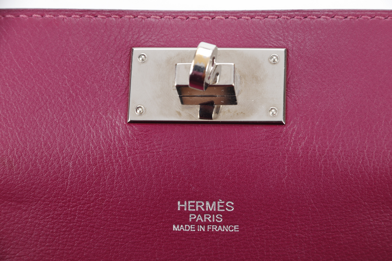 HERMES TOOLBOX 20 ANEMONE SWIFT LEATHER SILVER HARDWARE STAMP Q WITH STRAP AND DUST COVER