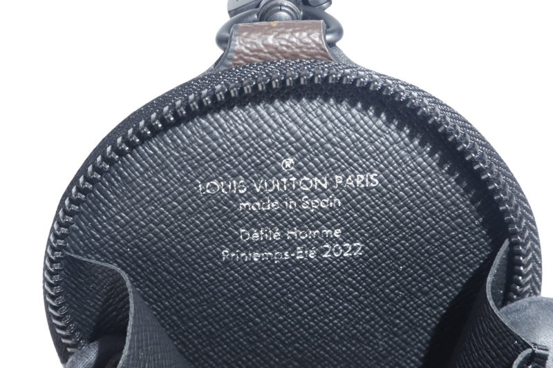 LOUIS VUITTON TRIO POUCH BAG (M59681) MONOGARAM BLACK EMPREINTE WITH ROUND POUCH, STRAPS AND DUST COVER