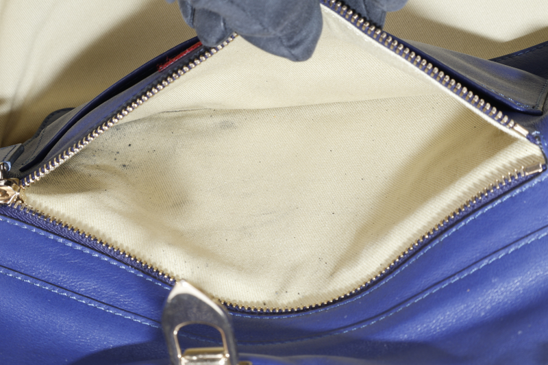 VALENTINO VITELLO SMALL ROCKSTUD BLUE LEATHER TOTE BAG WITH GOLD HARDWARE WITH STRAPS AND DUST COVER