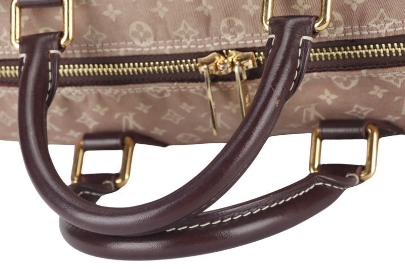 LOUIS VUITTON SPEEDY BANDOULIERE 30 MINI LIN CANVAS GOLD HARDWARE WITH DUST COVER, STRAPS,  LOCK AND KEYS