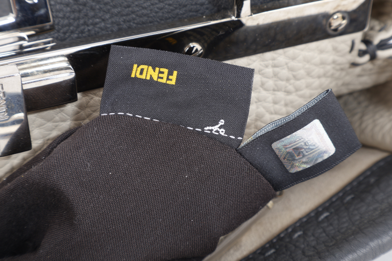 FENDI PEEKABOO ISEEU MEDIUM GREY LEATHER SILVER HARDWARE WITH STRAPS, DUST COVER AND RAINCOAT