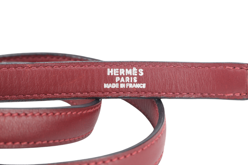 HERMES KELLY 32 WAFFLE SELLIER STAMP G (YEAR 2003) ROUGE H EVERCALF LEATHER SILVER HARDWARE WITH STRAPS, DUST COVER (NO KEYS & LOCK)
