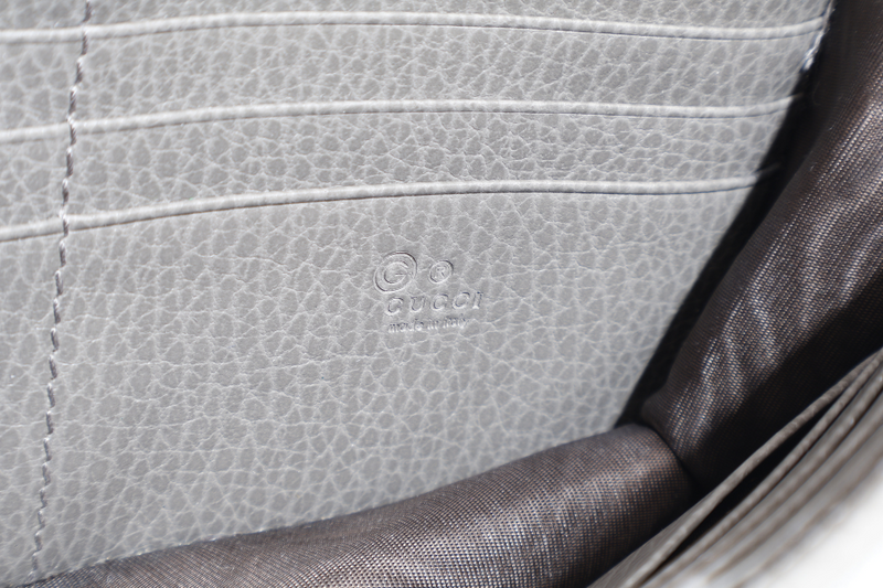 GUCCI INTERLOCKING G W.O.C GREY LEATHER GOLD HARDWARE NO DUST COVER