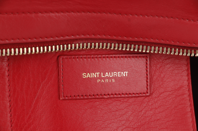 SAINT LAURENT CLASSIC Y CABAS (311210) SMALL RED LEATHER GOLD HARDWARE NO DUST COVER