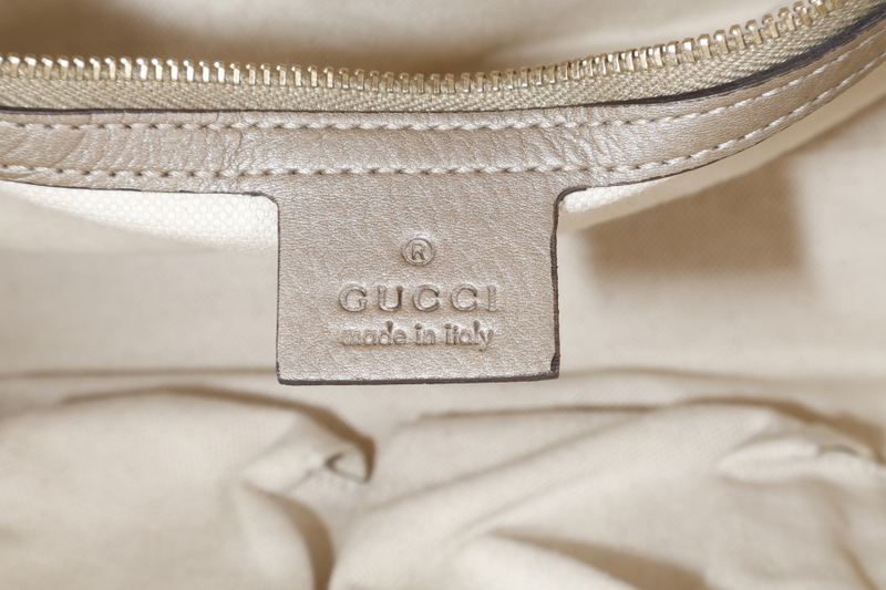 GUCCI BAMBOO 2WAY TOTE BAG GOLD LEATHER GOLD HARDWARE WITH DUST COVER AND STRAPS