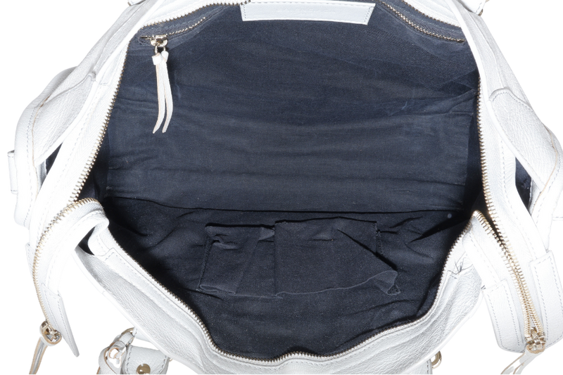 BALENCIAGA CITY EDGE LIGHT GREY LEATHER GOLD HARDWARE WITH STRAPS AND DUST COVER