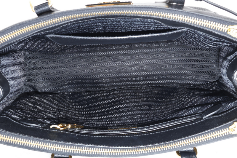 PRADA BLACK GALLERIA SMALL SAFFIANO LEATHER GOLD HARDWARE WITH STRAPS NO DUST COVER