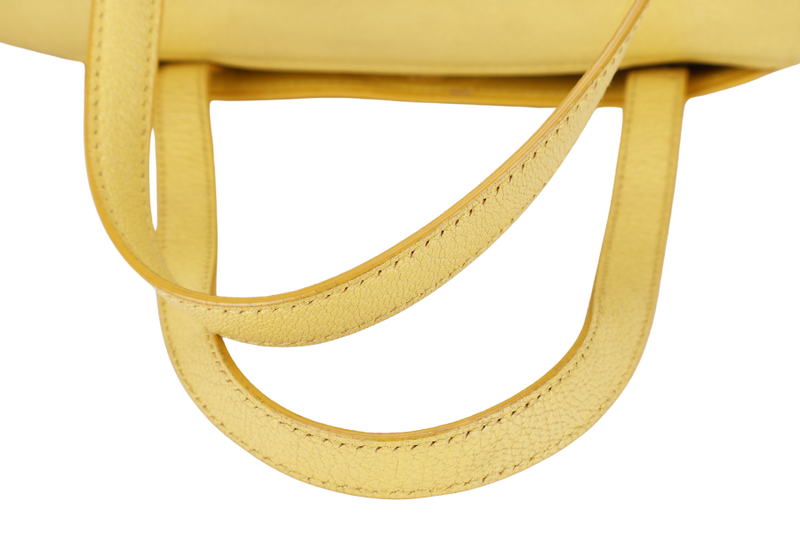 SALVATORE FERRAGAMO MIKA CONVERTIBLE TOTE BAG LARGE YELLOW LEATHER GOLD HARDWARE WITH DUST COVER