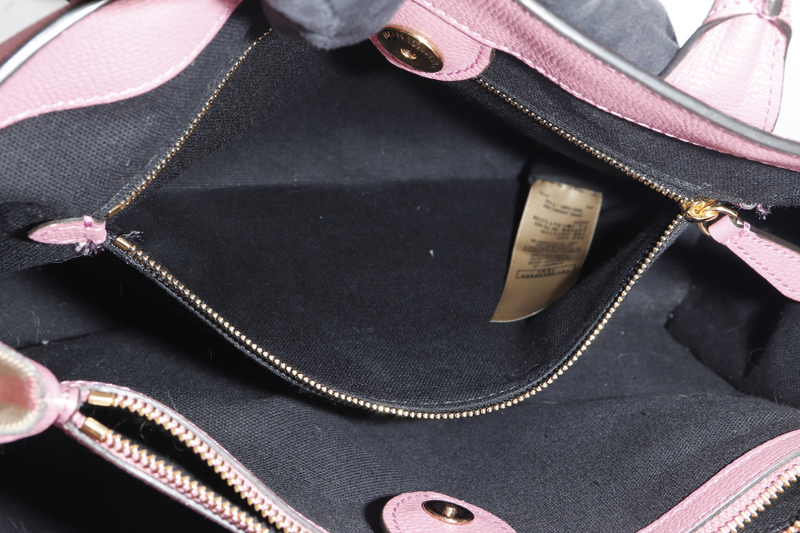 BURBERRY BANNER TOTE MEDIUM MAUVE PINK LEATHER GOLD HARDWARE WITH LEATHER STRAPS AND DUST COVER