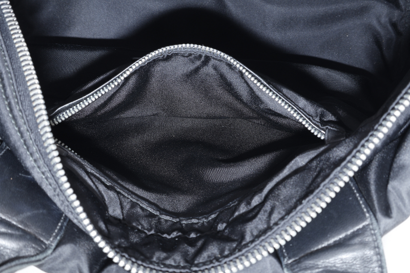 PRADA B4521V TESSUTO NAPPA REVERSIBLE TOTE NERO RUTHENIUM HARDWARE WITH CARD