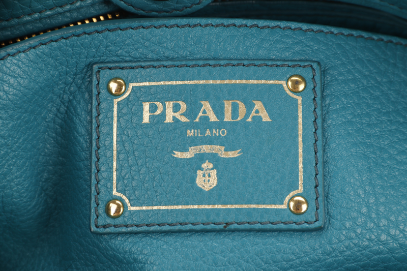 PRADA BR4970 SHOULDER BAG PAVONE VITTELO DAINO LEATHER GOLD HARDWARE WITH CARD