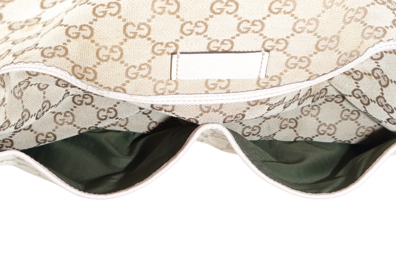 GUCCI DIAPER BAG 123326.002058 LARGE BEIGE & PINK GG MONOGRAM CANVAS GOLD HARDWARE WITH DUST COVER