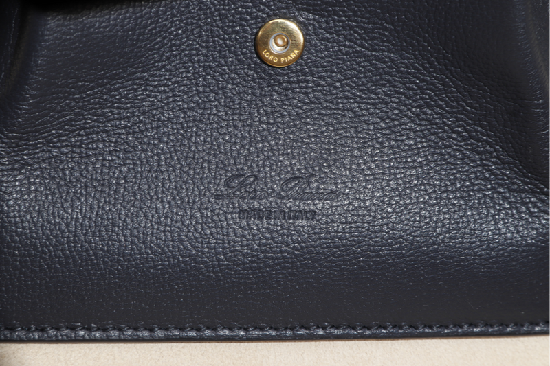 LORO PIANA L27 NAVY BLUE GRAINED CALFSKIN GOLD HARDWARE WITH DUST COVER, LOCK AND BOX