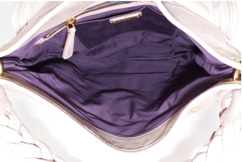 MIU-MIU MIU PINK MATELASSE LEATHER LARGE COFFER BAG GOLD HARDWARE WITH LEATHER STRAPS AND KEYS NO DUST COVER