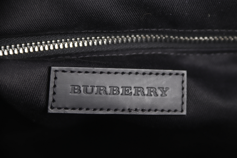 BURBERRY CHECKED NAVY BLUE MEDIUM CANVAS MESSENGER BAG SILVER HARDWARE NO DUST COVER