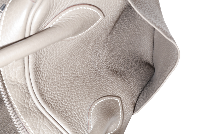 HERMES LINDY 34 STAMP R SQUARE (YEAR 2014) ETOUPE CLEMENCE LEATHER SILVER HARDWARE WITH DUST COVER