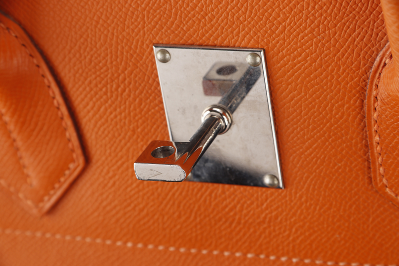 HERMES HAC 40CM FEU COLOR EPSOM LEATHER PALLADIUM HARDWARE STAMP L SQUARE (2008) WITH KEYS LOCK NO DUST COVER