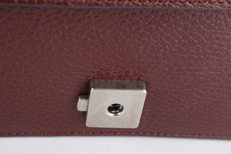 GUCCI 421970 493075 DIONYSUS MINI MAROON TANNED LEATHER SHOULDER BAG SILVER HARDWARE WITH DUST COVER