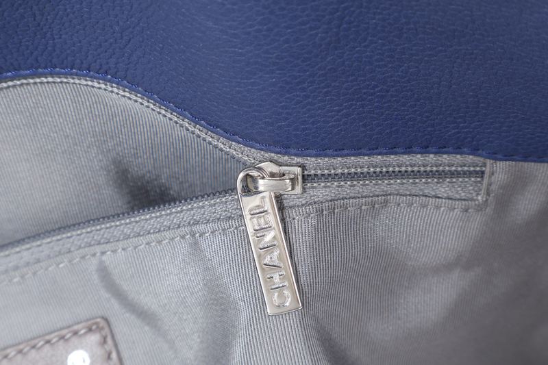 CHANEL TIMELESS SOFT SHOPPER TOTE BLUE CAVIAR LEATHER SILVER HARDWARE (1277xxxx) WITH DUST COVER