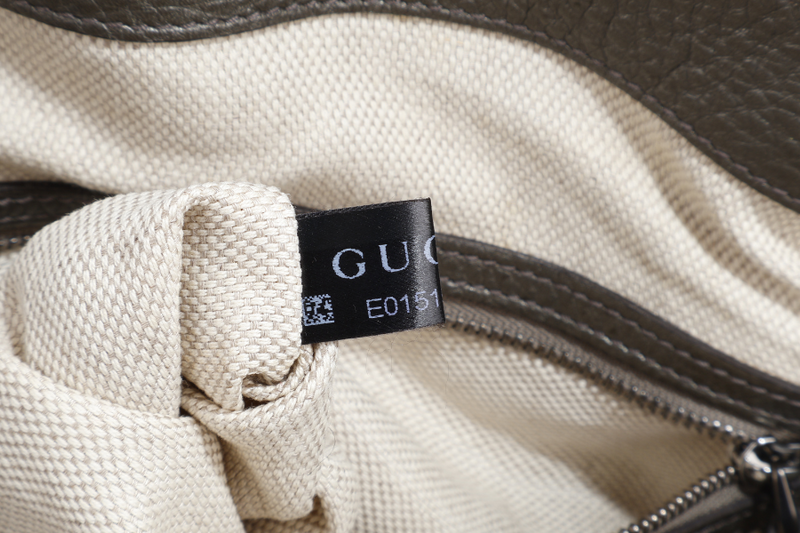 GUCCI SOHO INTERLOCKING G TOTE BAG DARK GREEN LEATHER RUTHENIUM HARDWARE WITH DUST COVER