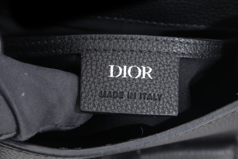 CHRISTIAN DIOR SADDLE BACKPACK SMALL BLACK CALFSKIN LEATHER SILVER HARDWARE WITH CARD AND STRAPS