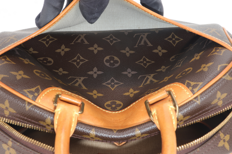 LOUIS VUITTON TROUVILLE HANDBAG MONOGRAM CANVAS GOLD HARDWARE WITH KEYS&LOCK AND DUST COVER