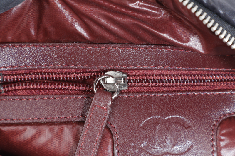 CHANEL SMALL COCOON MESSENGER BAG (1765xxxx) BLACK NYLON SILVER HARDWARE WITH CARD AND BOX