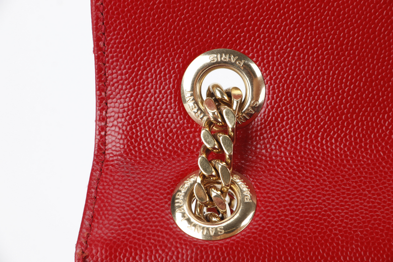 YVES SAINT LAURENT (YSL) LARGE ENVELOPE BAG RED CHEVRON QUILTED LEATHER GOLD HARDWARE NO DUST COVER