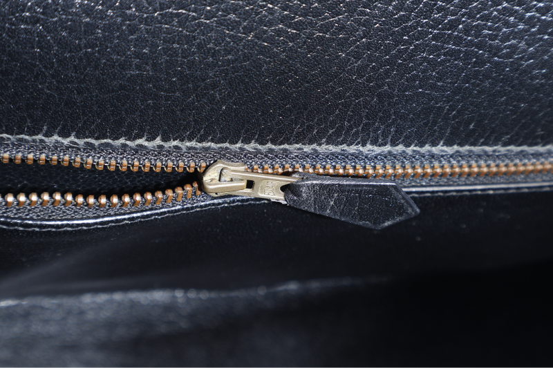 HERMES KELLY SELLIER 35 STAMP T CIRCLE (YEAR 1990) NOIR ARDENNES LEATHER GOLD HARDWARE WITH STRAPS, PADLOCK&KEYS AND DUST COVER