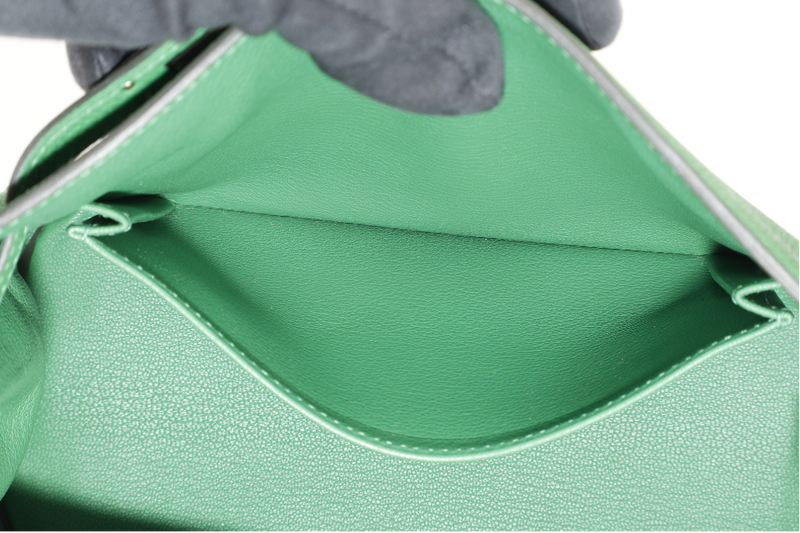 HERMES KELLY 25 STAMP Y (YEAR 2020) BAMBOO TOGO LEATHER SILVER HARDWARE WITH STRAPS, KEYS, LOCK AND DUST COVER