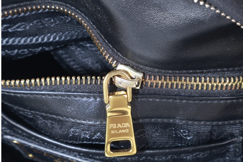 PRADA BN1903 TOP HANDLE BLACK NYLON GOLD HARDWARE NO DUST COVER