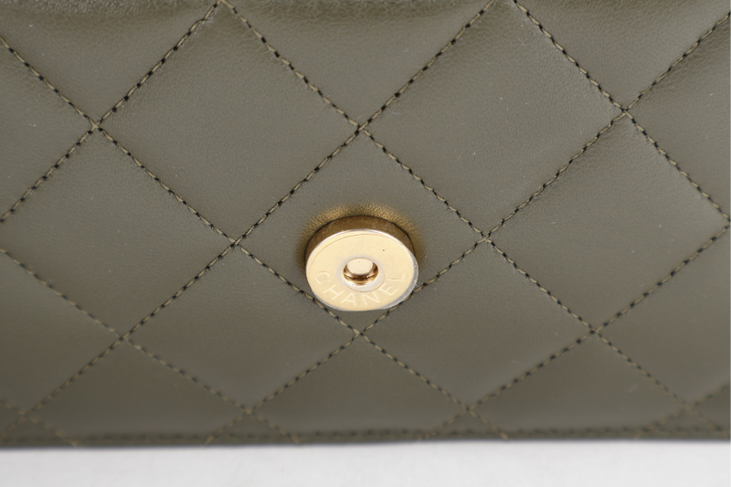 CHANEL PICK ME UP TOP HANDLE WOC GREEN LAMBSKIN GOLD HARDWARE (P45Txxxx) WITH DUST COVER, BOX AND PAPER BAG