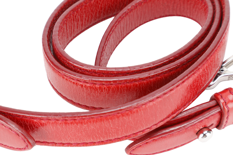 MIU MIU BAULETTO VITELLO LUX ROSSO RED LEATHER SILVER HARDWARE WITH STRAPS AND DUST COVER