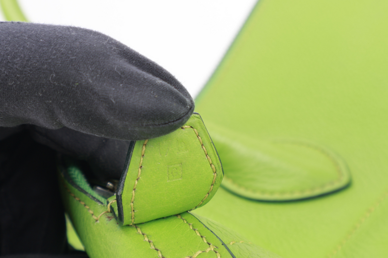 HERMES BOLIDE 35 NANNY GREEN TOGO LEATHER STAMP G SQUARE (YEAR 2003) WITH LOCK&KEYS AND STRAPS NO DUST COVER