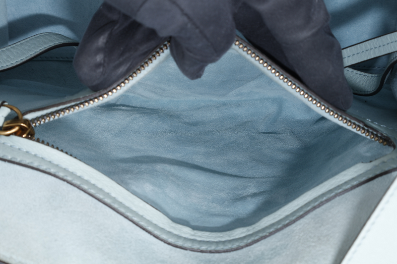 CELINE LUGGAGE TOTE POWDER BLUE LEATHER GOLD HARDWARE WITH DUST COVER NO BOX