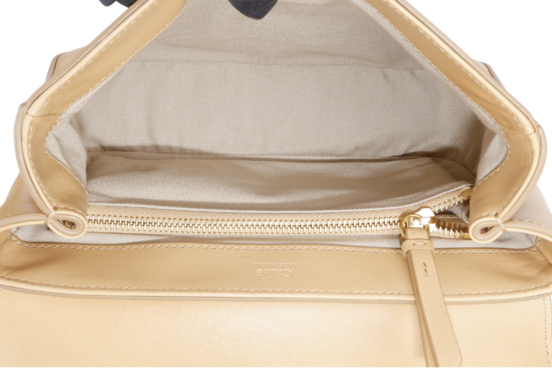 CHLOE C DOUBLE CARRY BAG BEIGE LEATHER GOLD HARDWARE WITH STRAPS AND DUST COVER