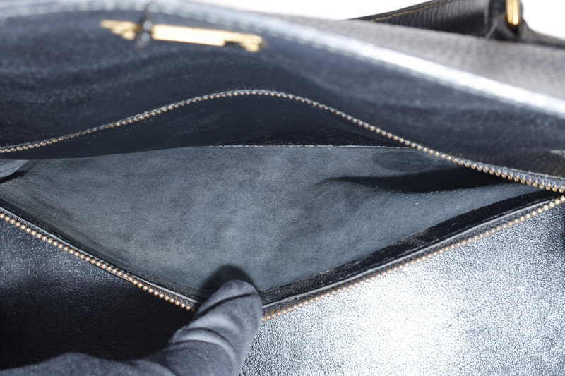 HERMES KELLY SELLIER 35 STAMP T CIRCLE (YEAR 1990) NOIR ARDENNES LEATHER GOLD HARDWARE WITH STRAPS, PADLOCK&KEYS AND DUST COVER