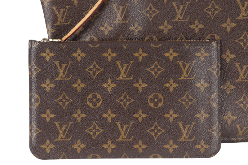 LOUIS VUITTON NEVERFULL MM (M46987) MONOGRAM CANVAS GOLD HARDWARE WITH POUCH