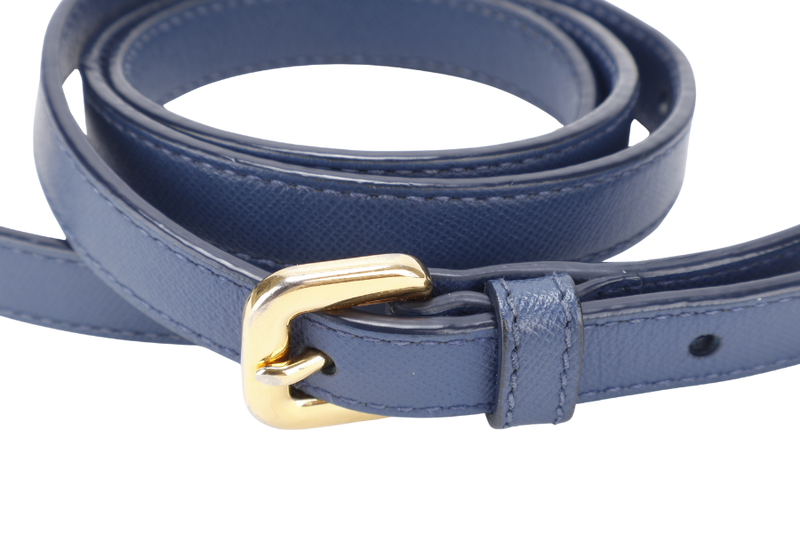 PRADA TESSUTO MEDIUM TOTE (BN2106) NAVY BLUE NYLON GOLD HARDWARE WITH CARD AND STRAPS