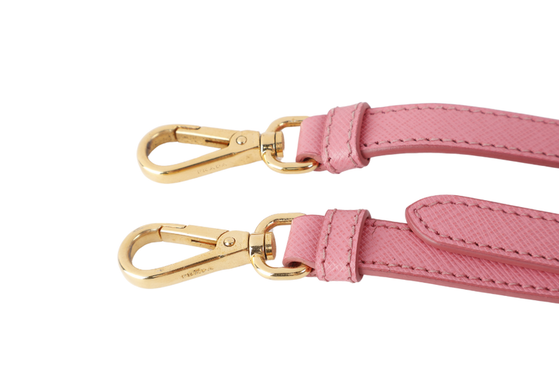 PRADA BN1801 SAFFIANO LUX SMALL PINK LEATHER GOLD HARDWARE WITH LONG STRAPS NO DUST COVER