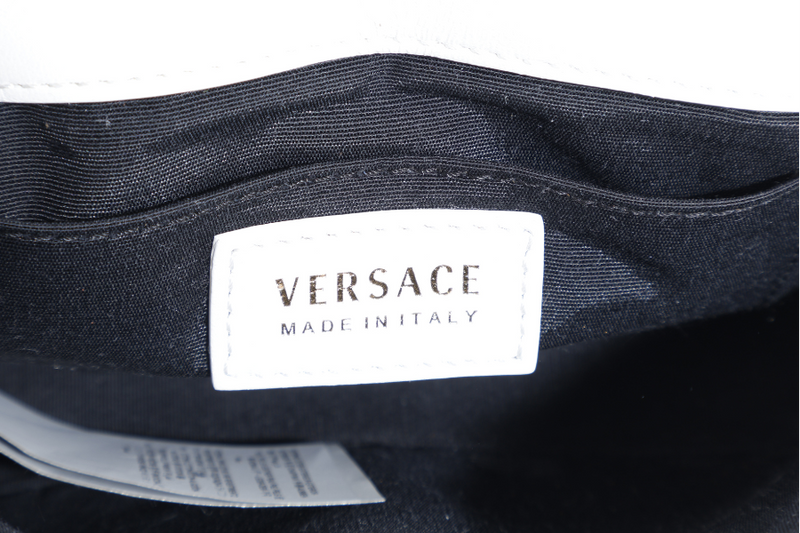 VERSACE MEDUSA SMALL WHITE NAPPA QUILTED LEATHER CROSSBODY GOLD HARDWARE WITH DUST COVER