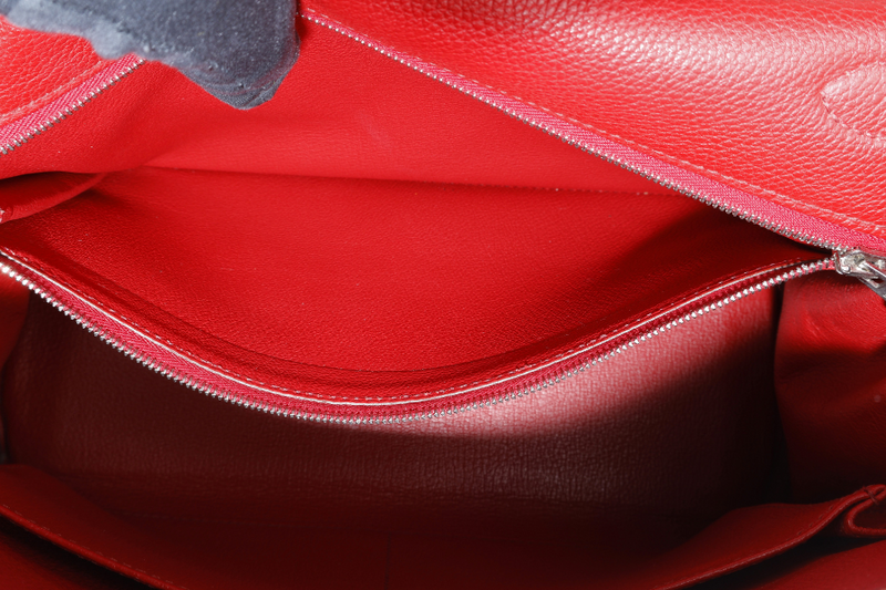 HERMES KELLY 28 RETOURNE ROUGE GRENAT TOGO LEATHER PHW STAMP M SQUARE (2009) NO DUST COVER