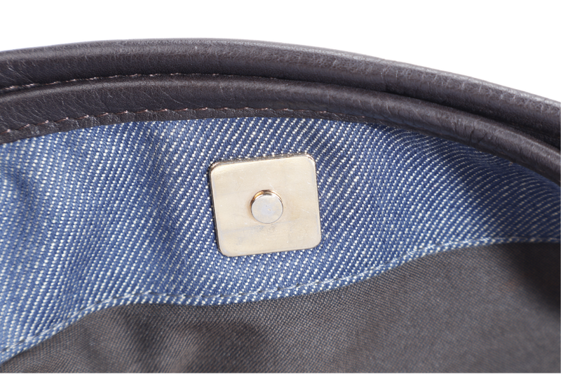 FENDI AB02827 BLUE DENIM CROSSBODY BAG BROWN DARK BROWN GOLD HARDWARE WITH STRAPS