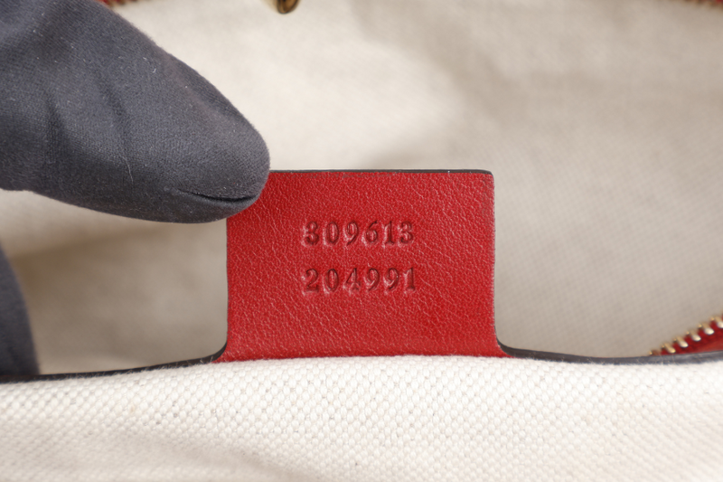 GUCCI RED MICROGUCCISSIMA ENAMEL TOTE BAG GOLD HARDWARE WITH DUST COVER