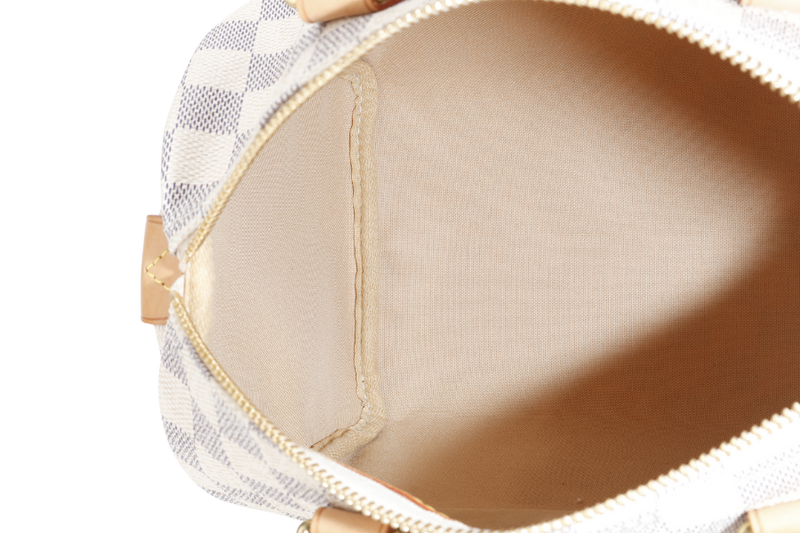 LOUIS VUITTON N41534 SPEEDY 25 DAMIER AZUR CANVAS GOLD HARDWARE WITH KEYS AND LOCK