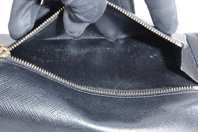 PRADA 1MH132 NERO SAFFIANO LEATHER WALLET GOLD HARDWARE WITH CARD NO DUST COVER